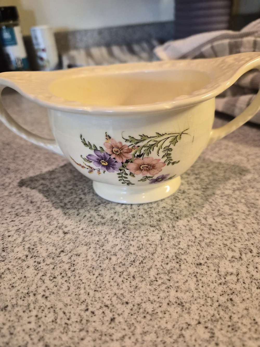 Vtg 1932 Homer Laughlin Virginia Rose Floral Sugar Bowl & Gravy Boat Set